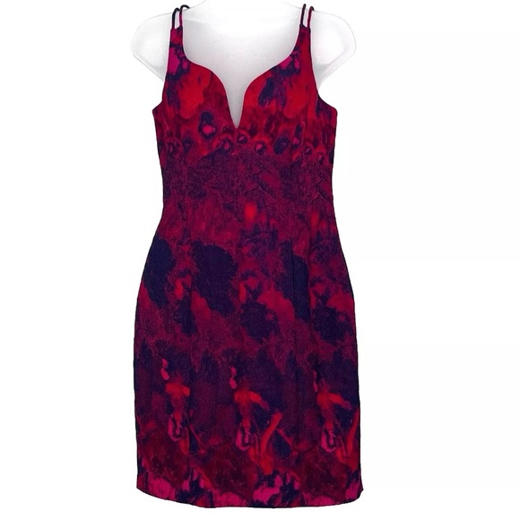 Aidan Mattox Dress Size 8 Spaghetti Strap Jacquard Mini Cocktail Dress - Picture 1 of 16
